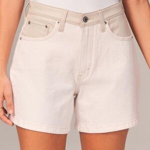 Abercrombie & Fitch the Dad Short Mixed Fabric High Rise Denim Shorts • 27 NWT